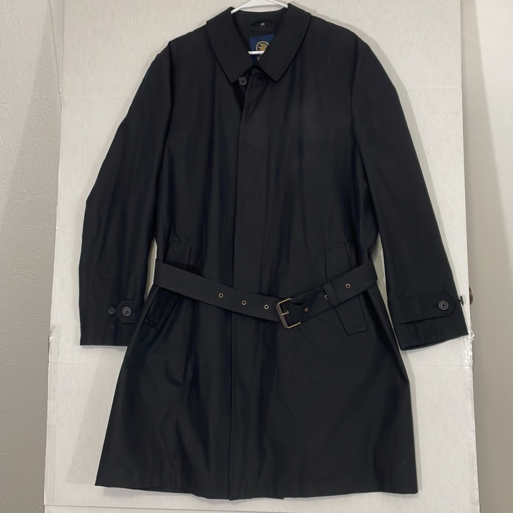 Hart Schaffner Marx Smart Coat, Lined Trench, Rain & Stain Repellent, Black 42R